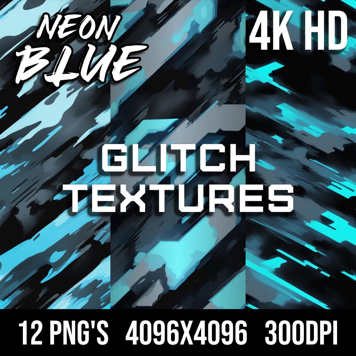 Neon Blue Glitch Texture Pack
